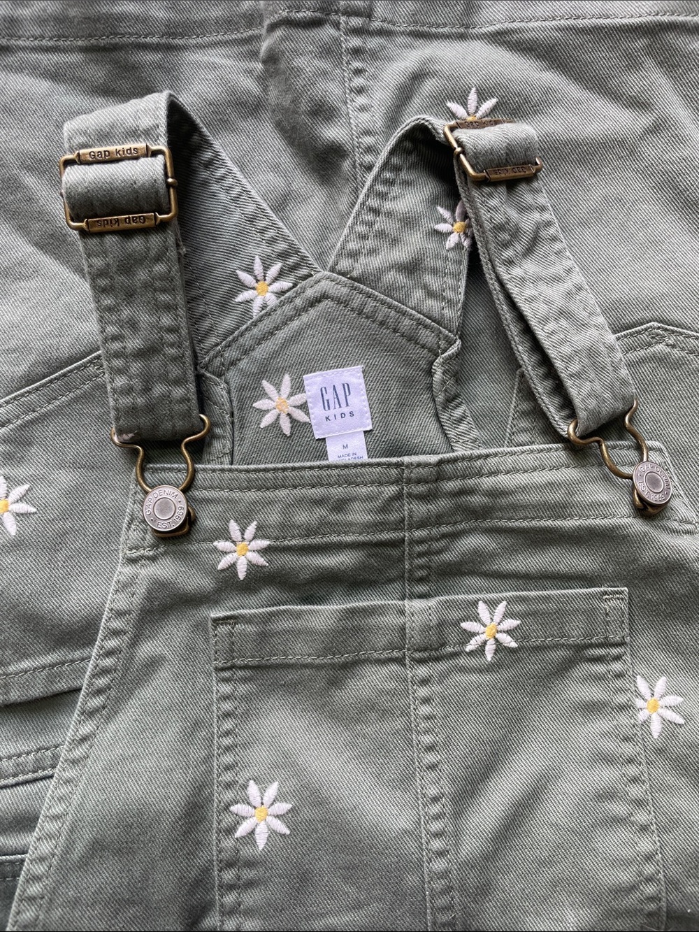 GAP Olive Green Daisy Embroidered Kids Overall skirt